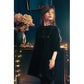 LOUIS LOUISE BLACK VELVET PEG DESIGN DRESS