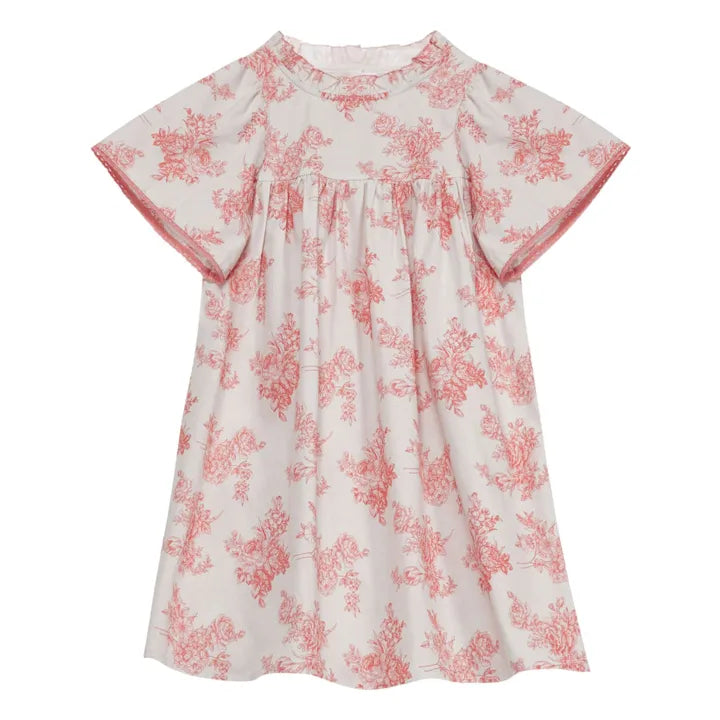 CERA UNA VOLTA PINK TOILE PRINT FLUTTER SLEEVE DRESS