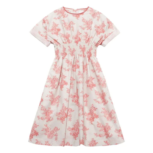 CERA UNA VOLTA PINK TOILE PRINT GATHERED WAIST DRESS