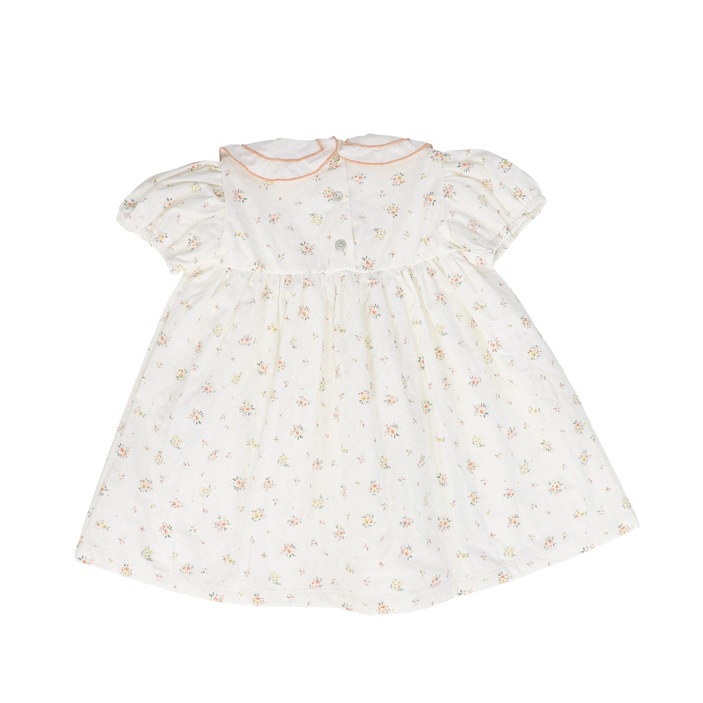 COSMOSOPHIE WHITE QUILTED SOFT FLORAL DRESS