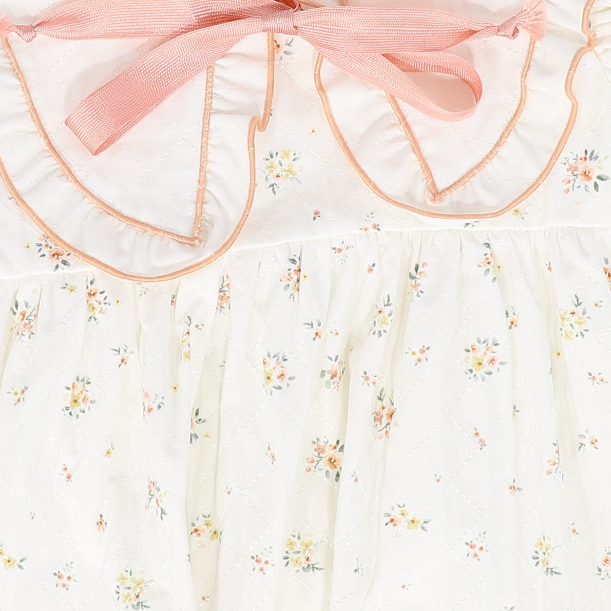 COSMOSOPHIE WHITE QUILTED SOFT FLORAL DRESS [FINAL SALE]