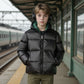 SCOTCH BONNET BLACK/GREEN PUFFER COAT