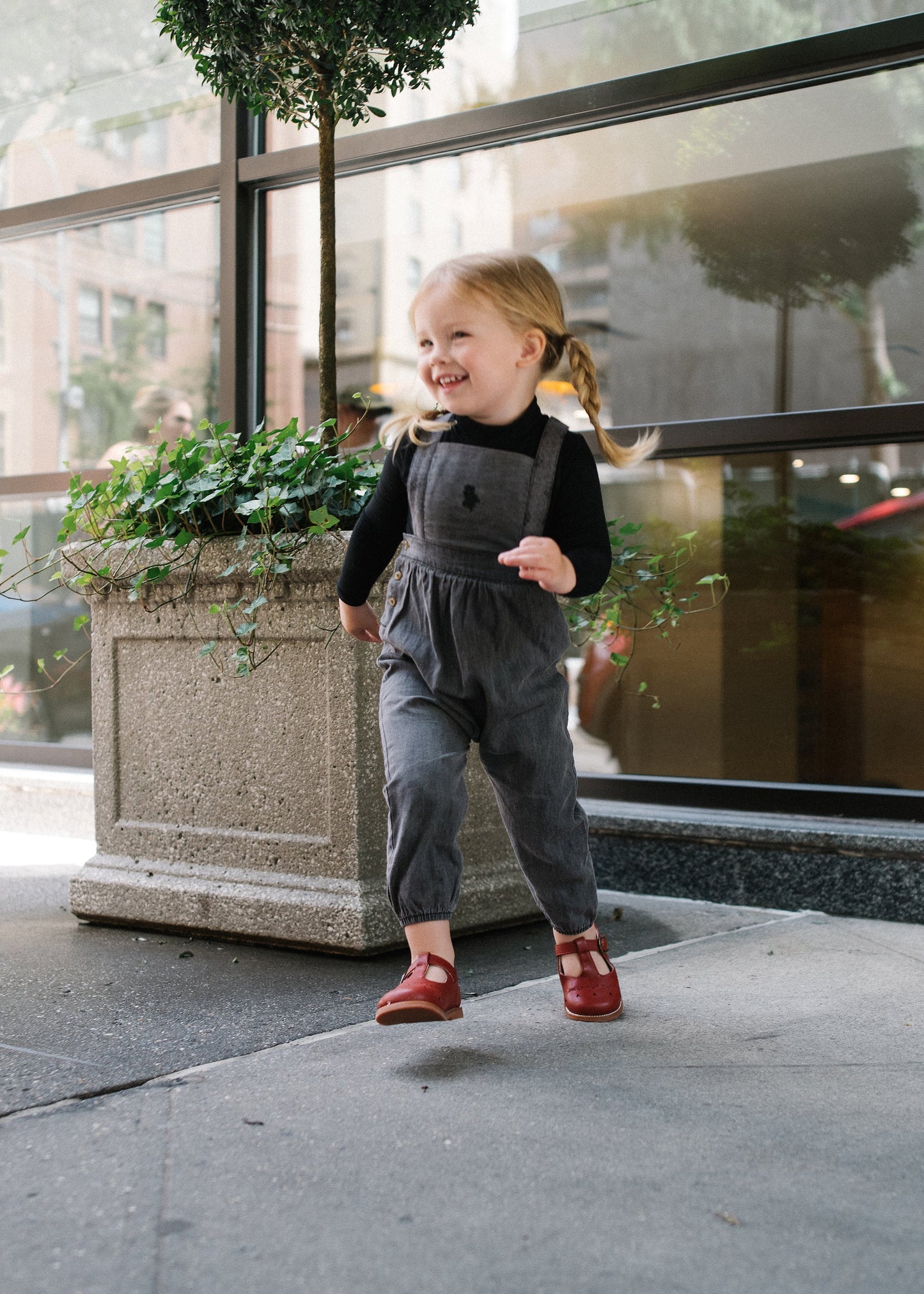 ANALOGIE GREY WASH TENCEL GIRLS ROMPER