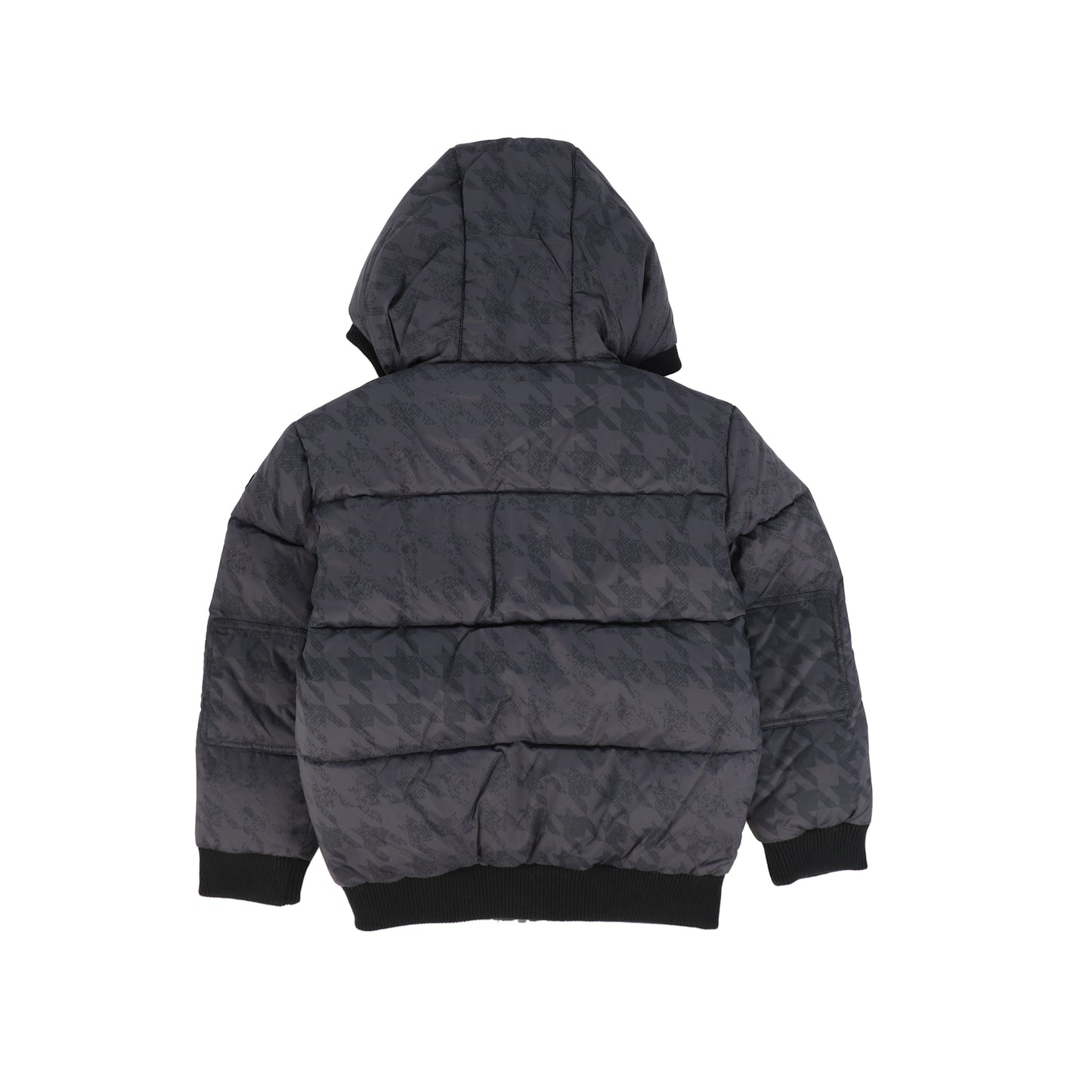 APPAMAN BLACK/GREY HOUNDSTOOTH PUFFER COAT