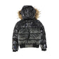 APPAMAN BLACK/NATURAL FUR PUFFER COAT