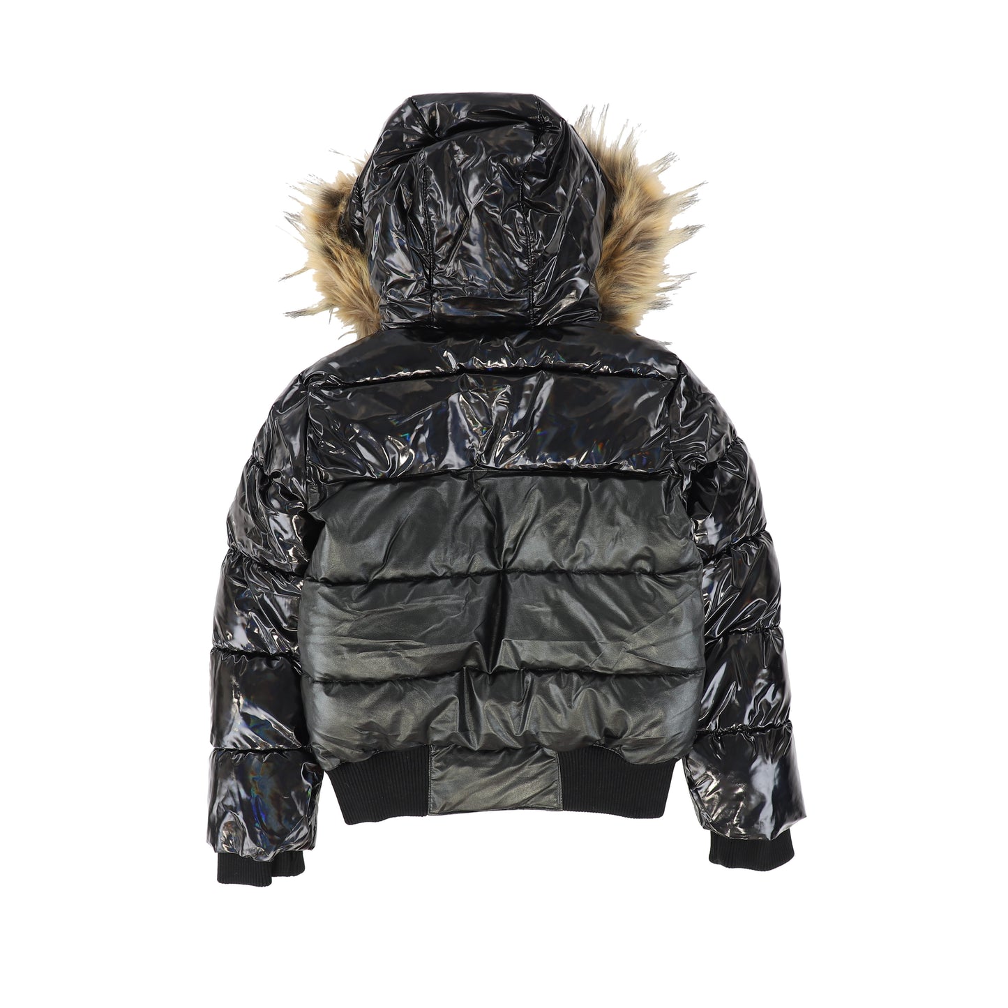 APPAMAN BLACK/NATURAL FUR PUFFER COAT