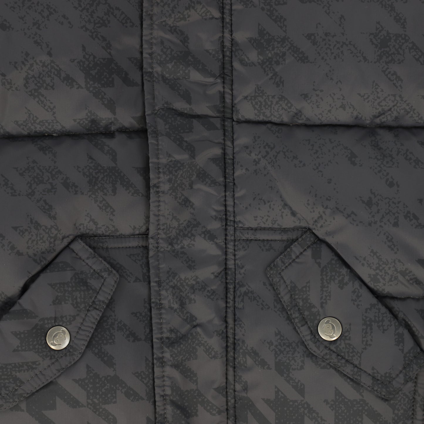 APPAMAN BLACK/GREY HOUNDSTOOTH PUFFER COAT