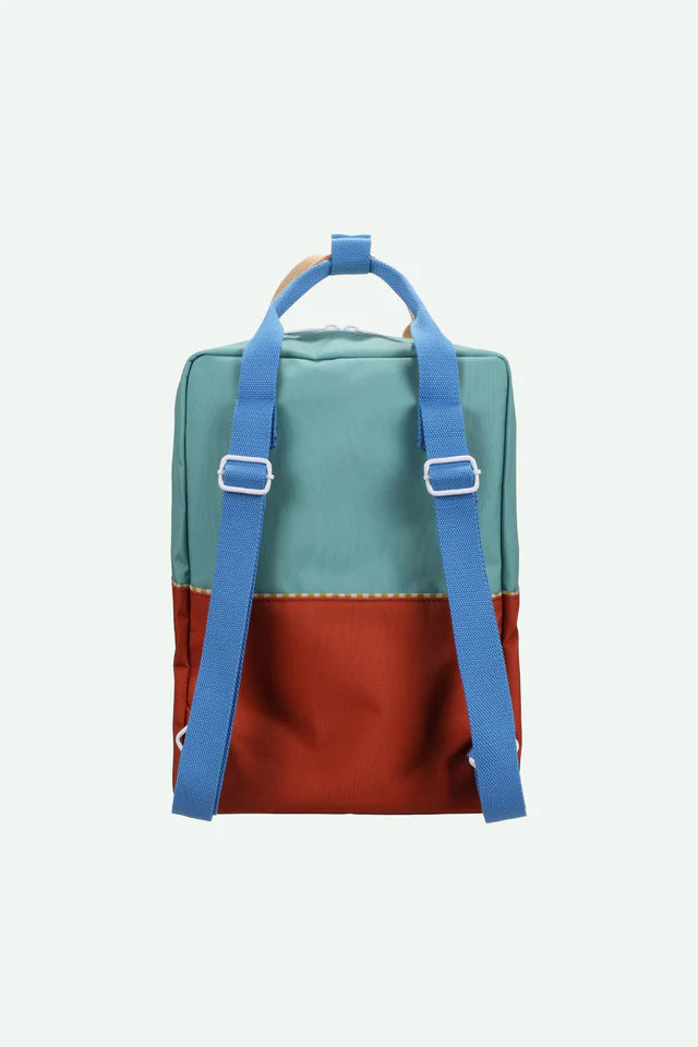 STICKY LEMON GREEN/ORANGE COLOR BLOCK POCKET BACKPACK