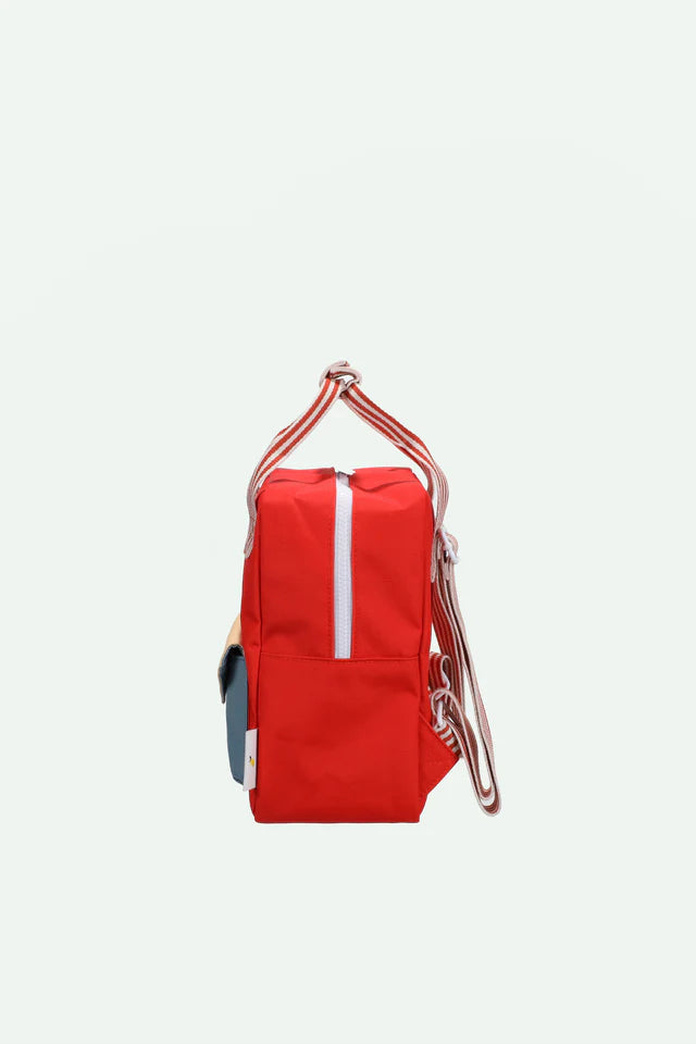 STICKY LEMON RED COLOR BLOCK POCKET MINI BACKPACK