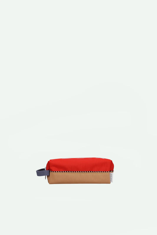 STICKY LEMON ORANGE/BROWN COLOR BLOCK PENCIL CASE