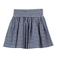 TARTINE ET CHOCOLAT NAVY PLAID EMBROIDERED FLOWER PATCH SKIRT [FINAL SALE]