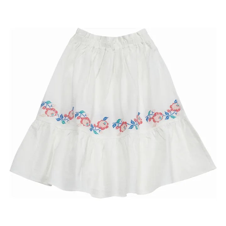 CERA UNA VOLTA WHITE EMBROIDERED FLARE SKIRT