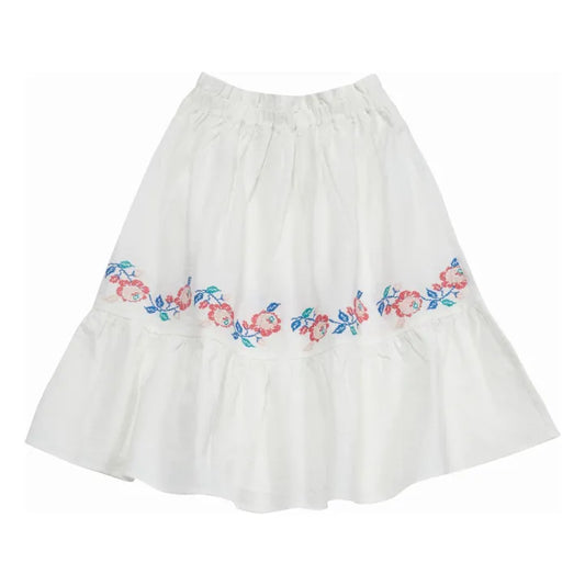 CERA UNA VOLTA WHITE EMBROIDERED FLARE SKIRT