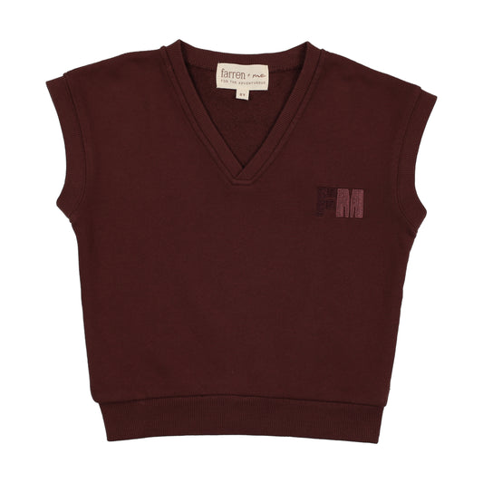 FARREN + ME BURGUNDY WASHED TERRY VEST