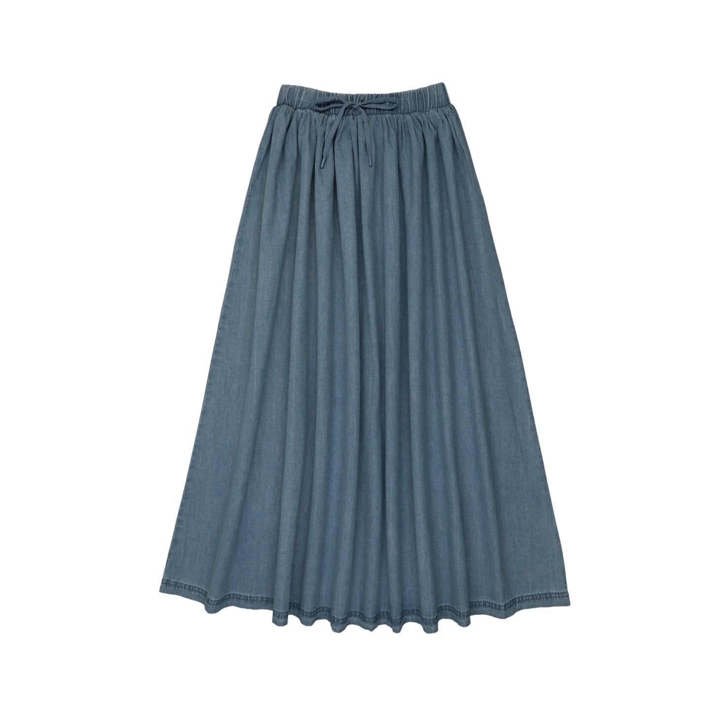 LIL LEGS MID BLUE WASH DENIM DRAWSTRING MIDI SKIRT