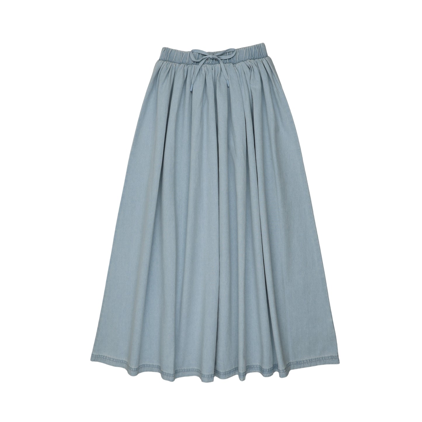 LIL LEGS LIGHT WASH DENIM DRAWSTRING MIDI SKIRT