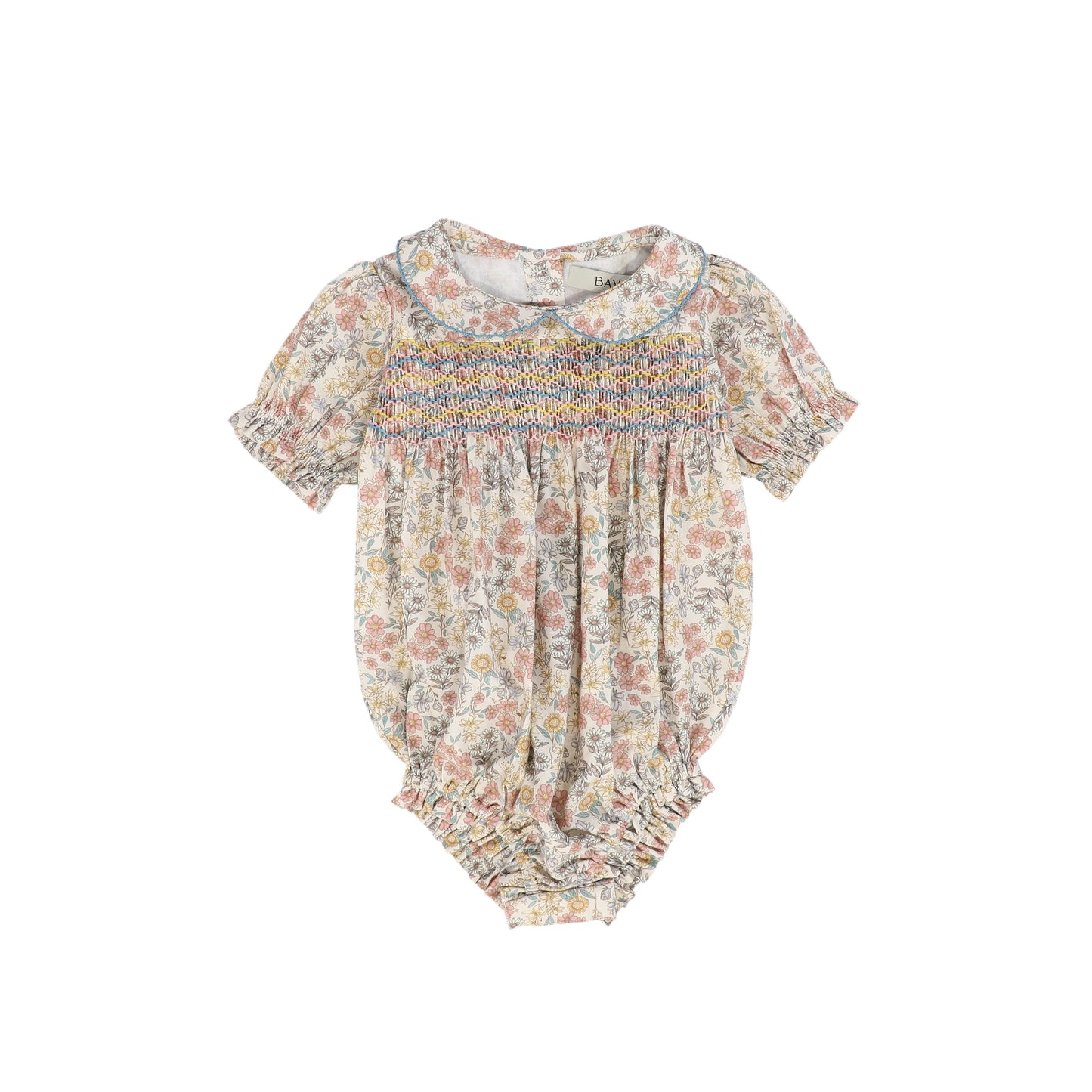 BAYBALA PINK FLORAL SMOCKED ROMPER