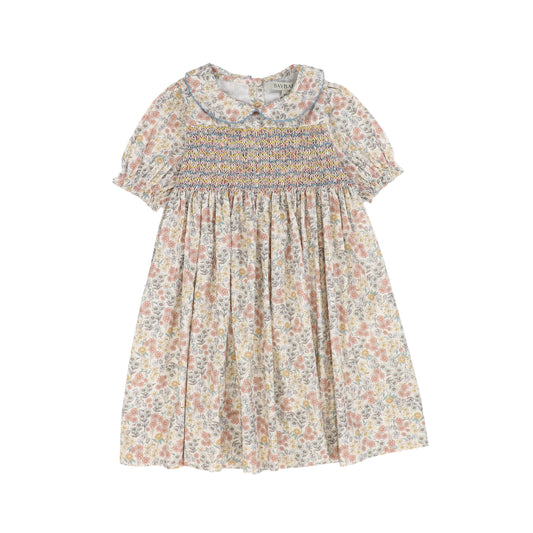 BAYBALA PINK FLORAL SMOCKED PLEAT DRESS