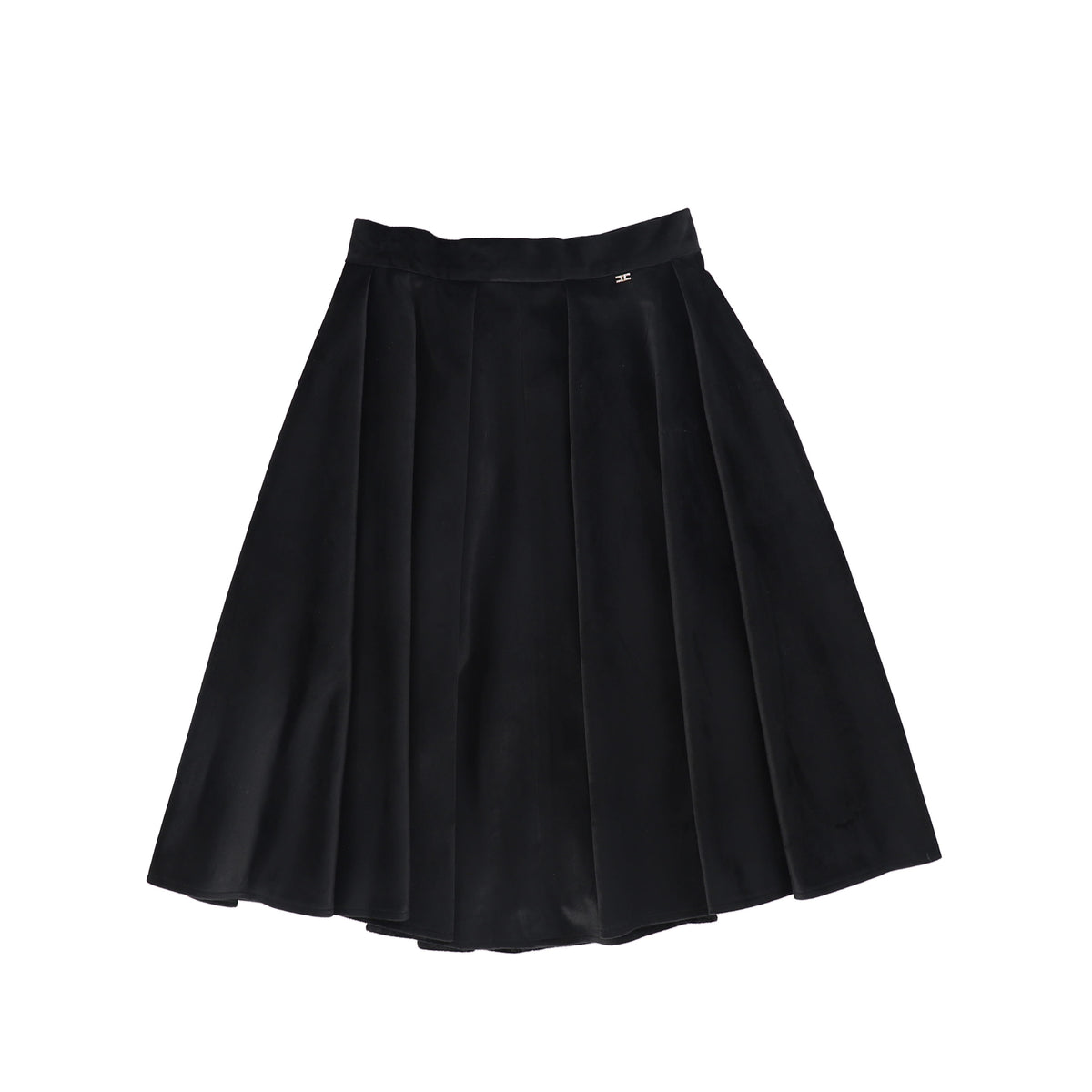 ELISABETTA FRANCHI BLACK VELVET MIDI SKIRT