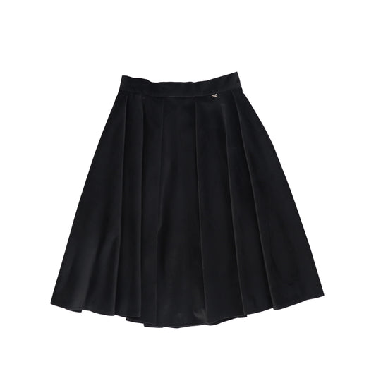 ELISABETTA FRANCHI BLACK VELVET MIDI SKIRT