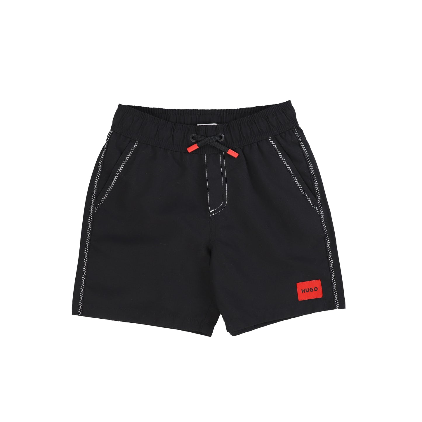 HUGO BLACK LOGO SWIM TRUNKS