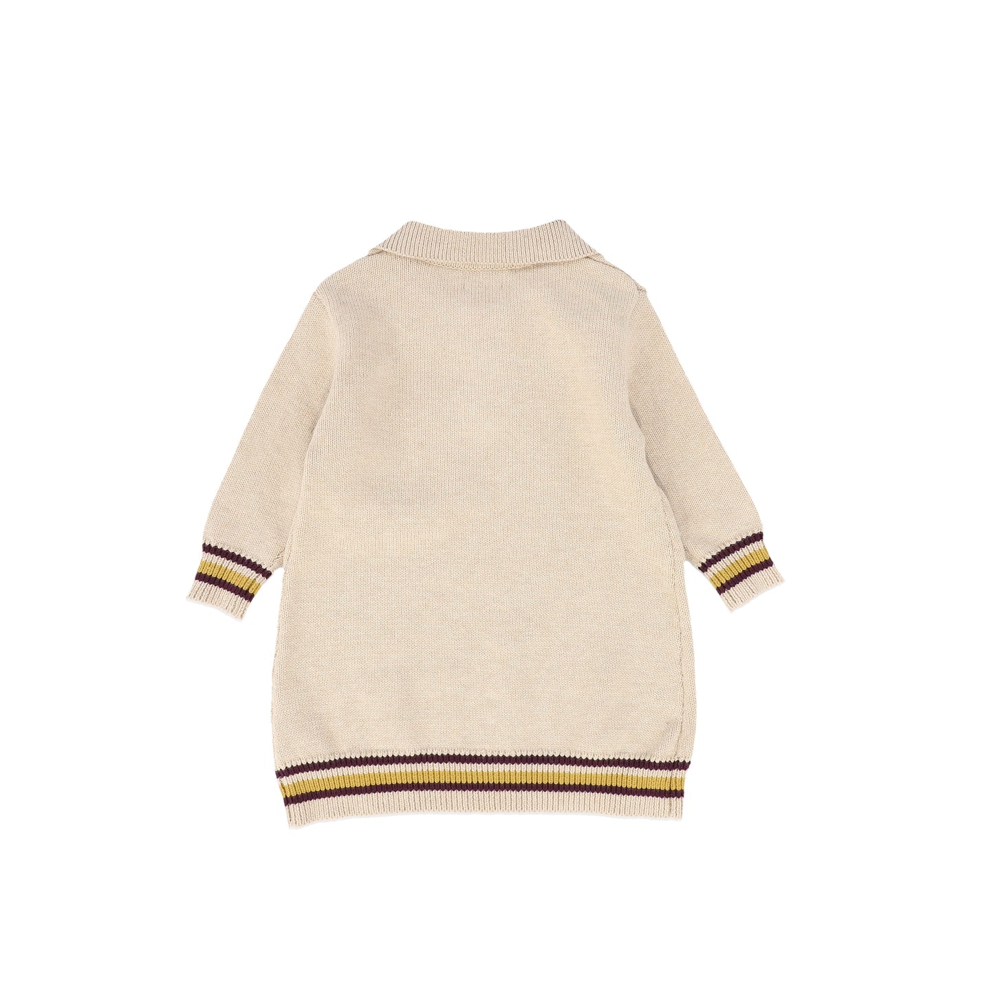 CREW KIDS BEIGE VARSITY TRIM KNIT DRESS