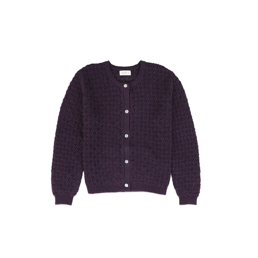 KIPP PURPLE OPEN KNIT CARDIGAN