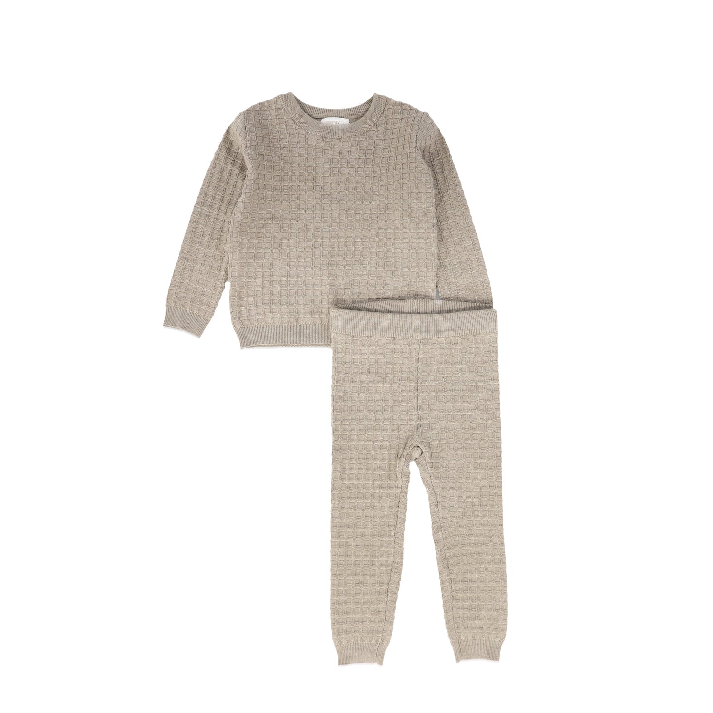 KIPP TAUPE WAFFLE KNIT SWEATER SET