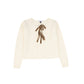 KLAI BEIGE/BROWN VELVET BOW CARDIGAN