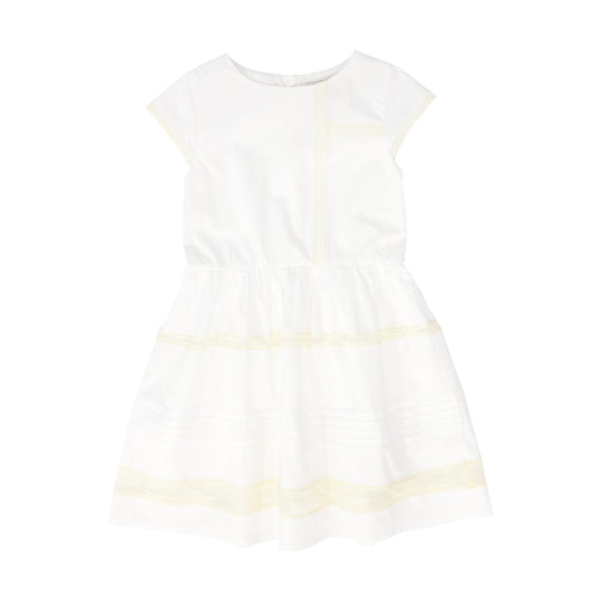 THE MIDDLE DAUGHTER IVORY RIBBON TRIM PLEAT DRESS