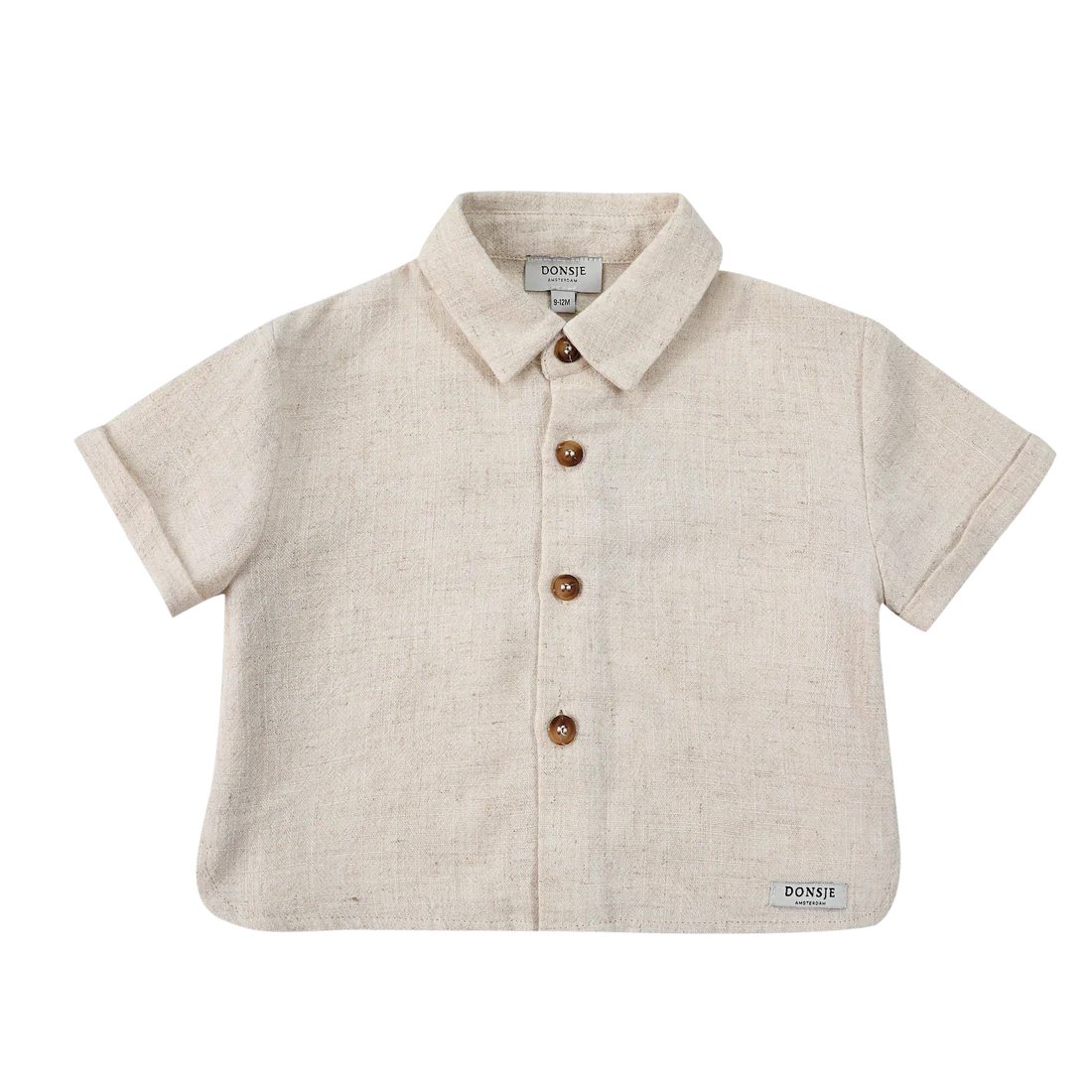 DONSJE TAUPE COLLARED BUTTON DOWN SS SHIRT