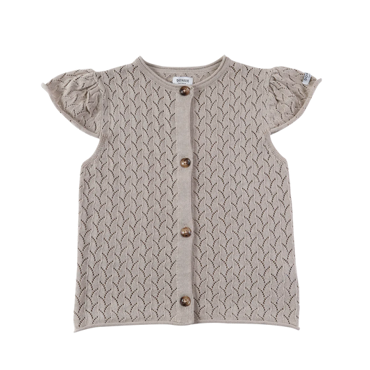DONSJE TAUPE TEXTURED BUTTON VEST