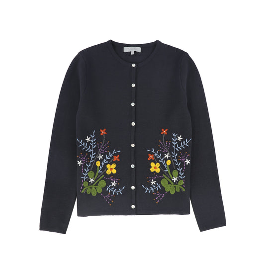 BACE COLLECTION GREY EMBROIDERED CARDIGAN