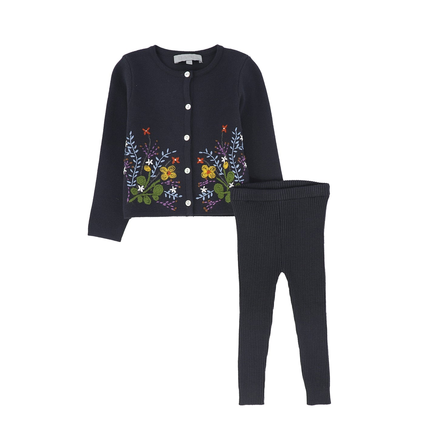 BACE COLLECTION GREY EMBROIDERED CARDIGAN SET