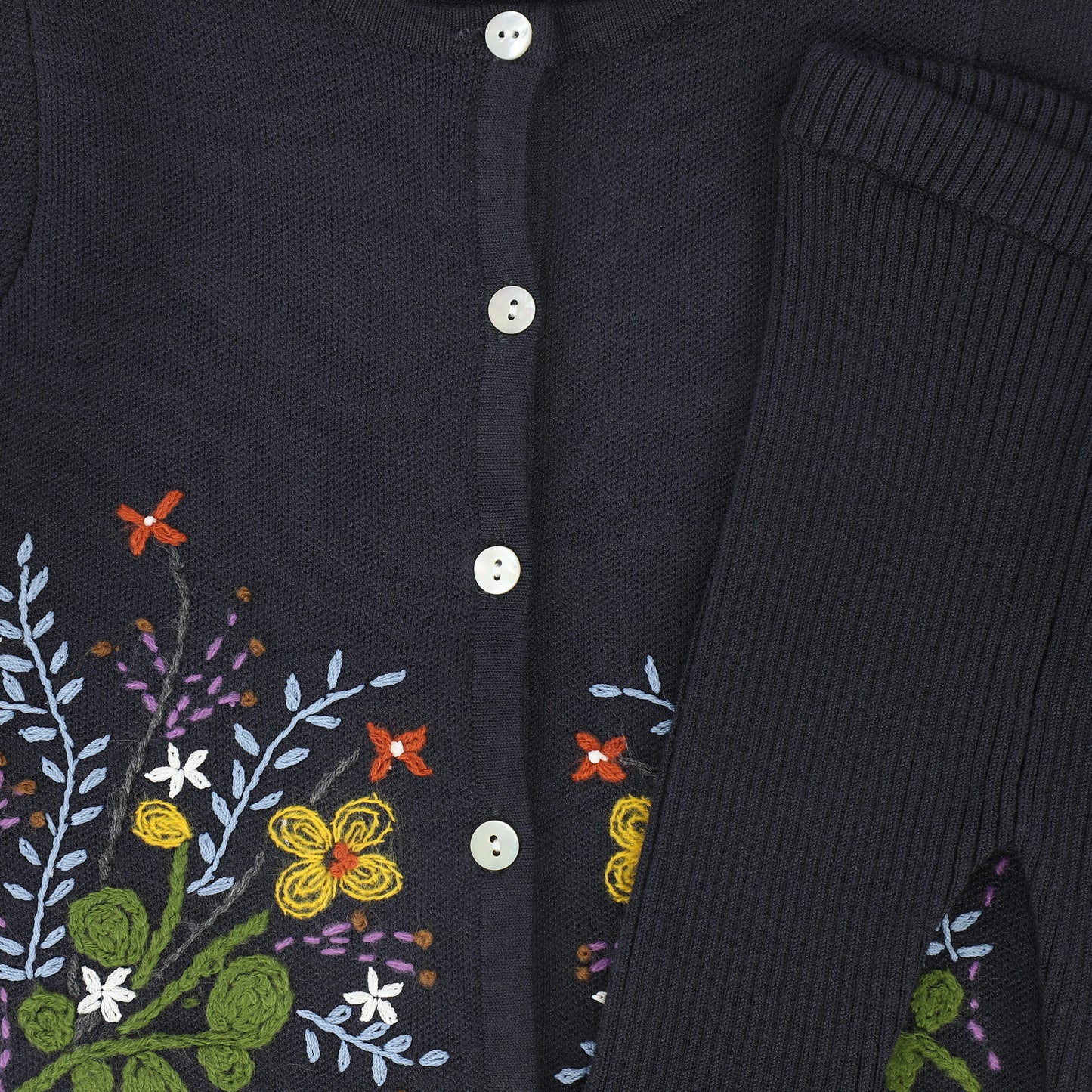 BACE COLLECTION GREY EMBROIDERED CARDIGAN SET