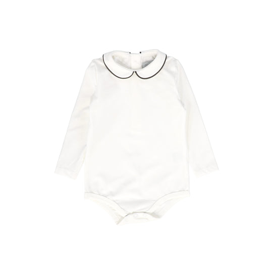 BACE COLLECTION WHITE/GREY LONG SLEEVE ONESIE