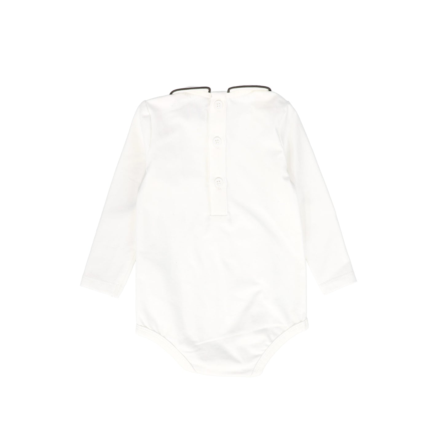 BACE COLLECTION WHITE/GREY LONG SLEEVE ONESIE