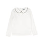 BACE COLLECTION WHITE/GREY LONG SLEEVE PIPED TEE