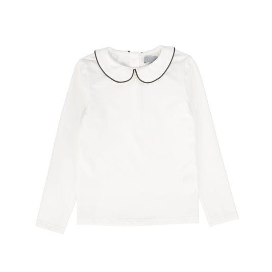 BACE COLLECTION WHITE/GREY LONG SLEEVE PIPED TEE