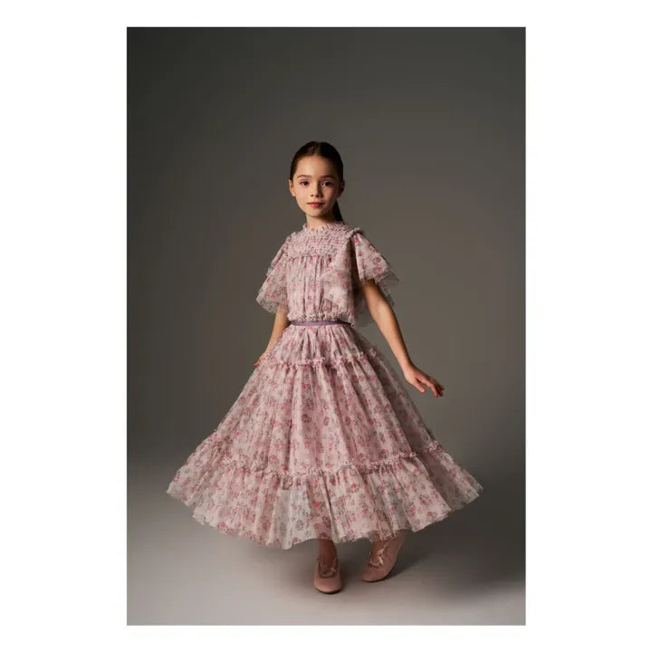 CERA UNA VOLTA PALE PINK TULLE ROSE PRINT JUMPER
