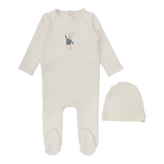 LILETTE WHITE BUNNY HANDRAWN FOOTIE SET