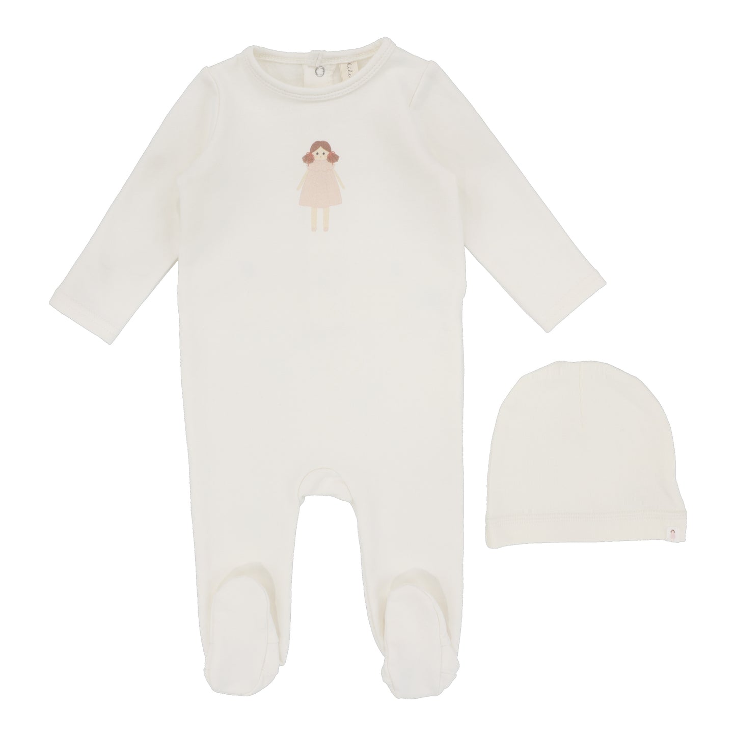 LILETTE WHITE DOLL HANDRAWN FOOTIE SET