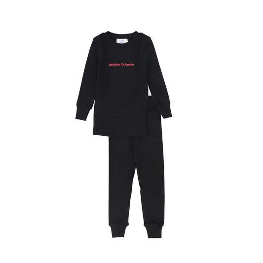 HEVEN CHILD BLACK/GREEN WORDED PAJAMA SET