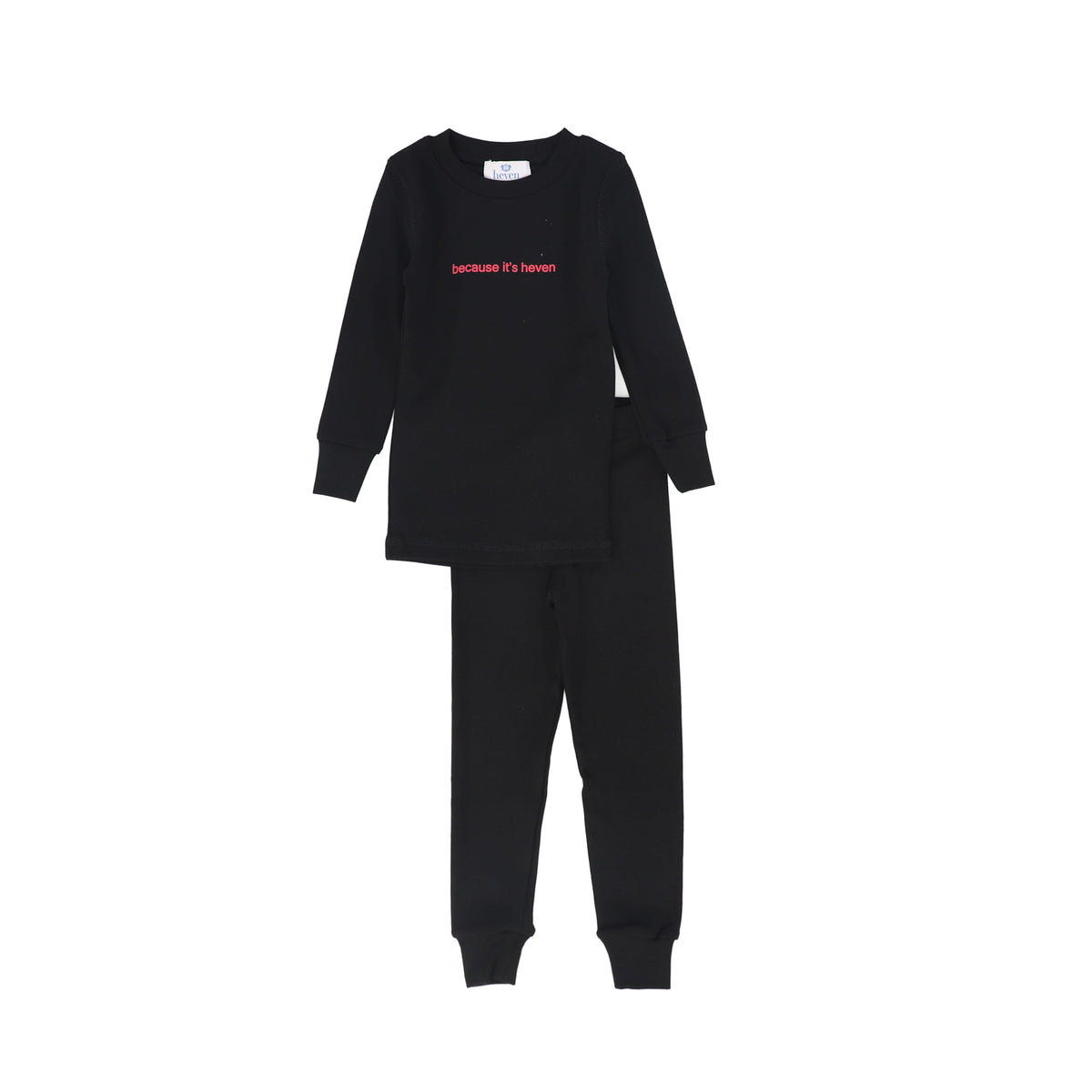 HEVEN CHILD BLACK/PINK WORDED PAJAMA SET