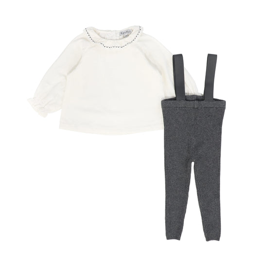 KIN & KIN GREY OVERALLS SET