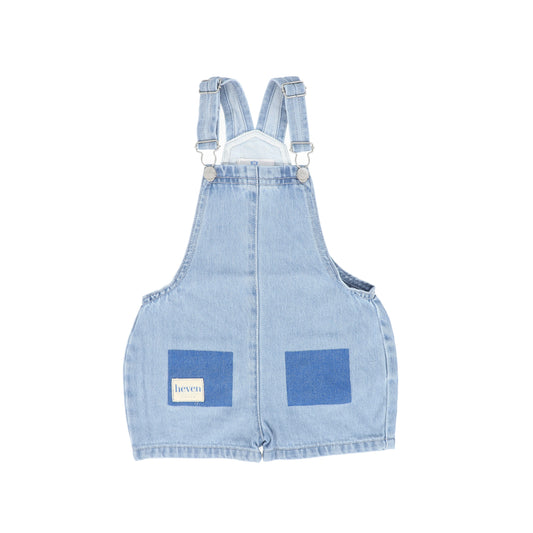 HEVEN CHILD BLUE DENIM POCKET OVERALLS