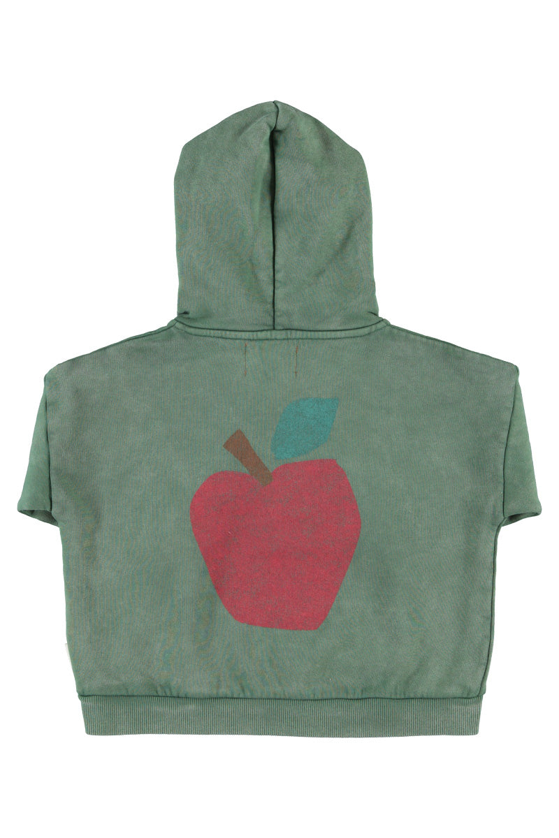 PIUPIUCHICK ARMY GREEN APPLE PRINT HOODED SWEATSHIRT