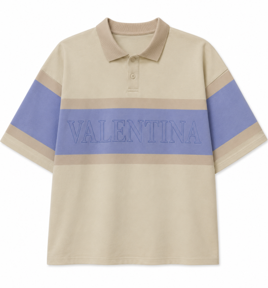 VALENTINA BLUE STRIPE WORD POLO