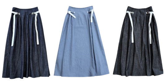 VALENTINA BLUE DENIM V BUCKLE SKIRT