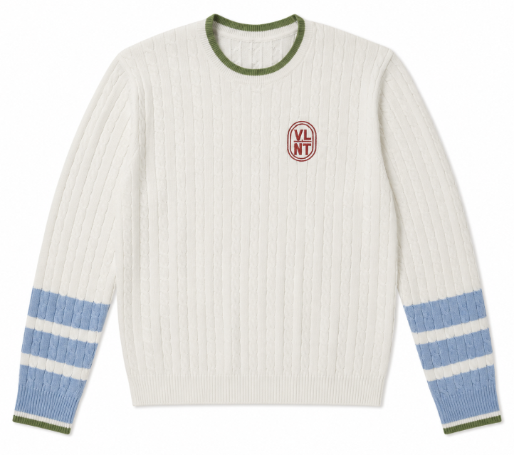 VALENTINA IVORY STRIPE CREW NECK SWEATER